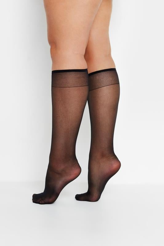 YOURS FOR GOOD 5 PACK Black Sheer Knee High Socks | Yours Clothing  2