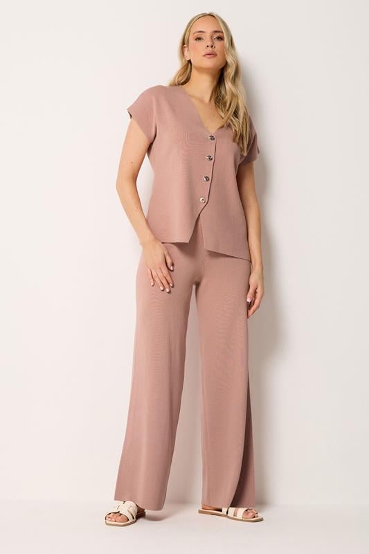  LTS Tall Light Pink Knitted Wide Leg Trousers