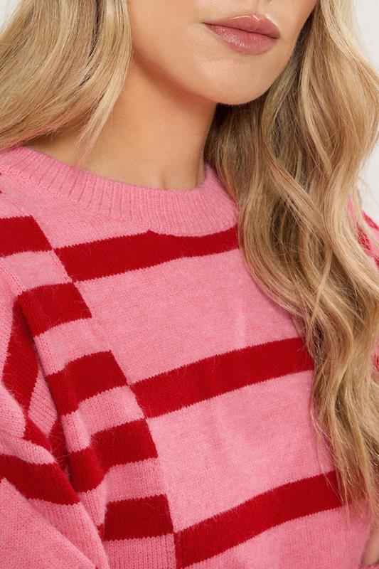 LTS Tall Pink & Red Striped Knitted Jumper | Long Tall Sally 4