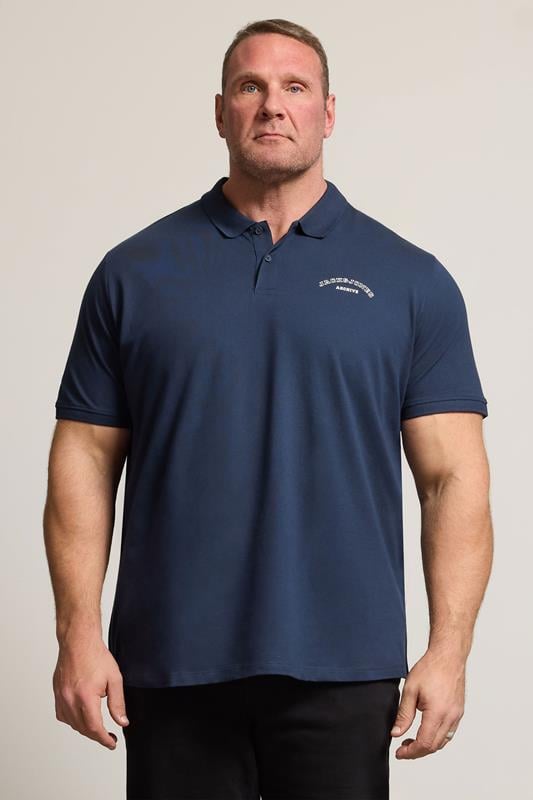 JACK & JONES Big & Tall Navy Blue Archive Polo Shirt | BadRhino 1