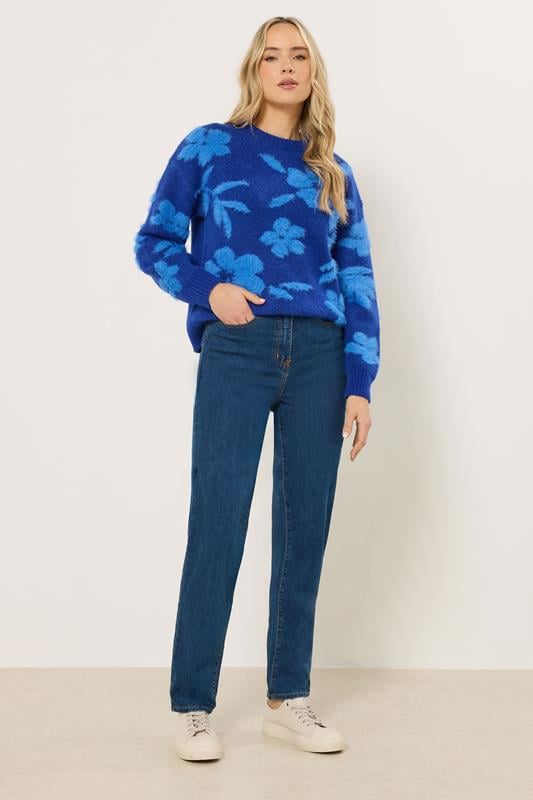 Tall  LTS Tall Indigo Blue Washed Stretch Mom Jeans