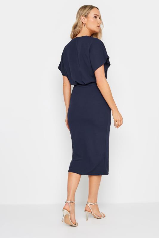 LTS Tall Women's Navy Blue Scuba Wrap Midi Dress | Long Tall Sally 3