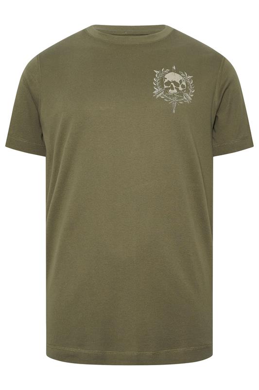 BadRhino Big & Tall Olive Green Skull Emblem Graphic T-Shirt | BadRhino 8