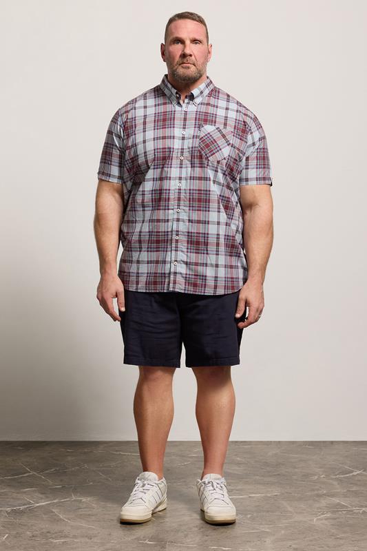 BEN SHERMAN Big & Tall Light Blue Check Print Shirt | BadRhino 1