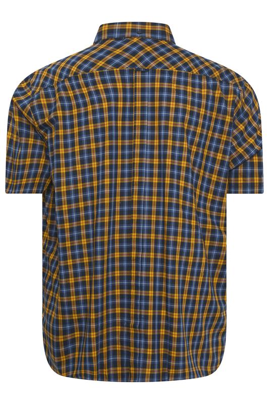 BEN SHERMAN Big & Tall Gold Yellow Check Print Shirt | BadRhino 4