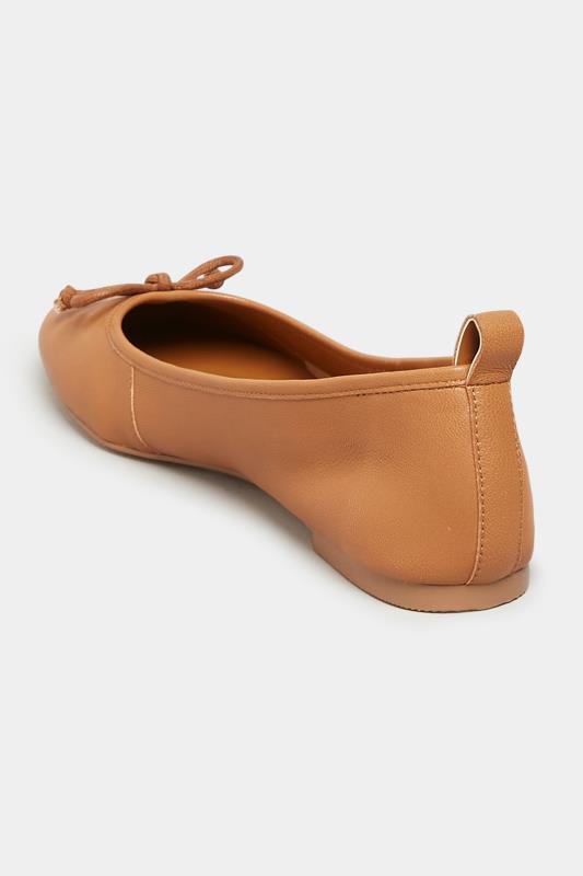 LTS Brown Leather Ballerina Pumps In Standard Fit | Long Tall Sally 4