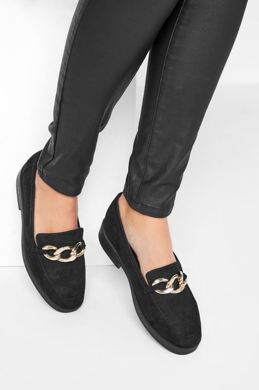 LTS Black Gold Chain Loafer In Standard Fit | Long Tall Sally 1