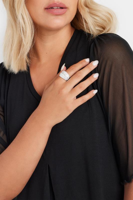 Plus Size  Yours Silver Tone Textured Stretch Ring