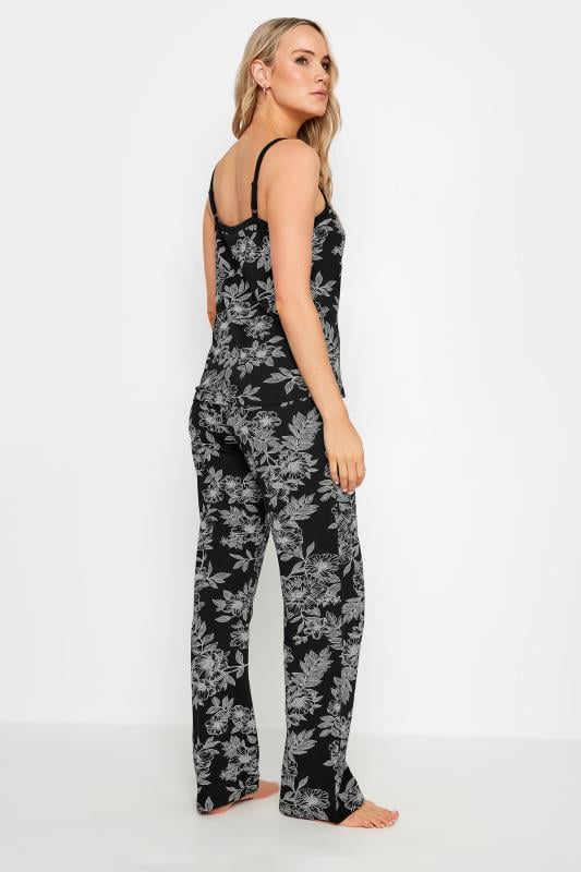 LTS Tall Black Floral Print Wide Leg Pyjama Set | Long Tall Sally 3