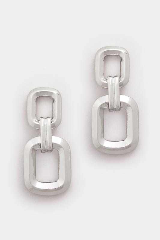 Silver Tone Double Chain Earrings | Yours Clothing 2