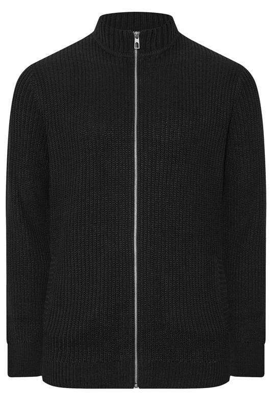 BadRhino Big & Tall Black Ribbed Zip Through Knitted Jumper | BadRhino 6