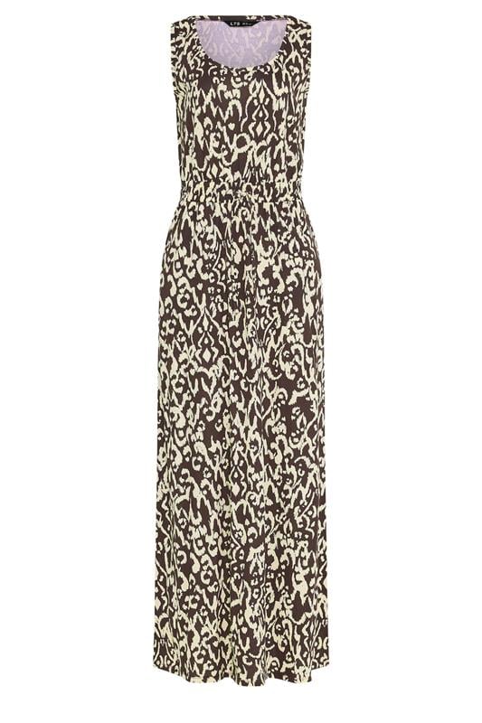 LTS Tall Women's Chocolate Brown Aztec Tie Waist Cotton Maxi Dress | Long Tall Sally 5