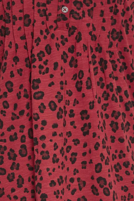LTS Tall Red Leopard Print Long Sleeve Henley Top | Long Tall Sally 5