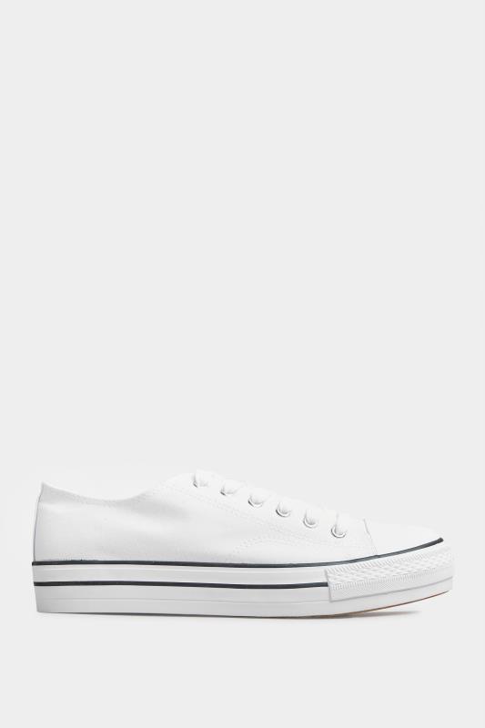 White Canvas Platform Trainers In Wide Fit | Yours Clothing 3