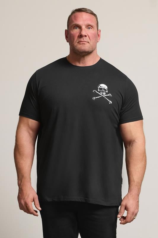 BadRhino Big & Tall Black Skull & Crossbones Graphic T-Shirt 1