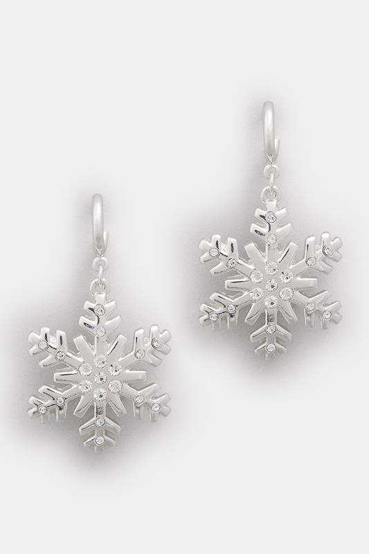 Silver Tone Snowflake Drop Earrings | Yours Clothing 2
