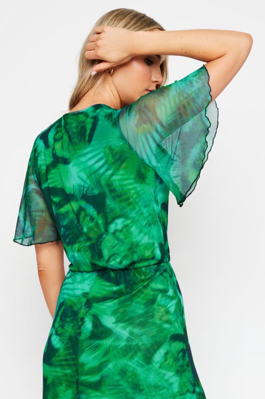 LTS Tall Green Palm Print Mesh Wrap Maxi Dress | Long Tall Sally 3