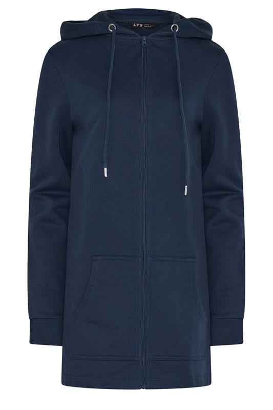 LTS Tall Women's Navy Blue Cotton Longline Zip Hoodie | Long Tall Sally 5