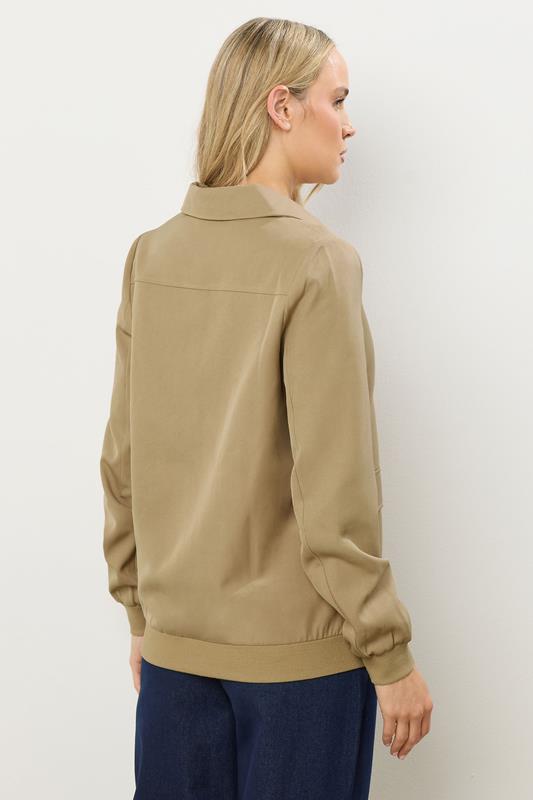 LTS Tall Stone Brown Pocket Bomber Jacket | Long Tall Sally 4