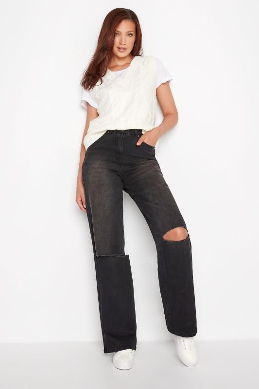 LTS Tall Women's Black Distressed BEA Wide Leg Jeans | Long Tall Sally 2