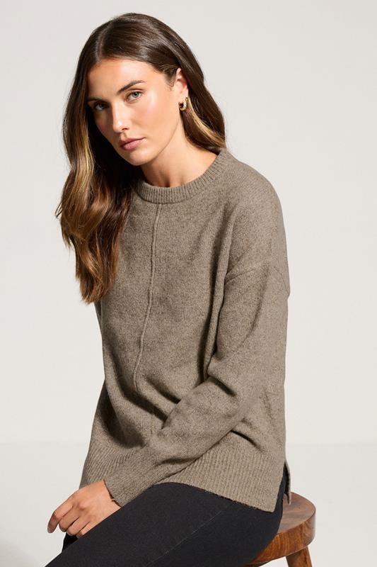 LTS Tall Light Brown Seam Front Jumper | Long Tall Sally 1