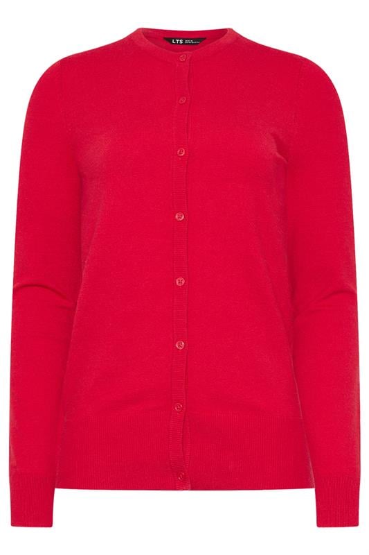 Tall  LTS Tall Ruby Red Crew Neck Button Cardigan