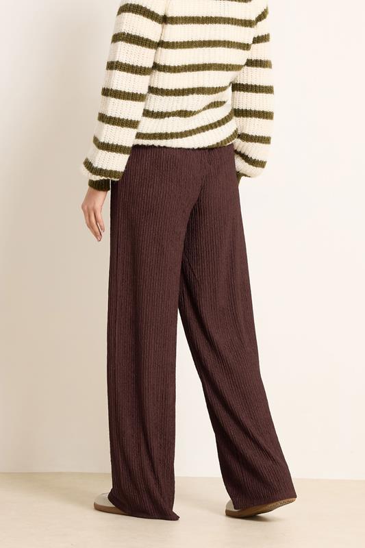 LTS Tall Brown Textured Elasticated Waist Trousers | Long Tall Sally 3