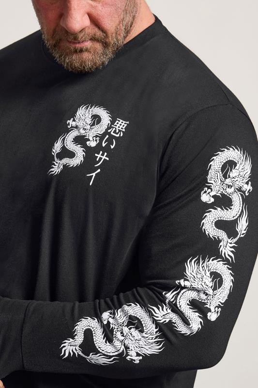 BadRhino Big & Tall Black Long Sleeve Dragon Graphic T-shirt | BadRhino 4