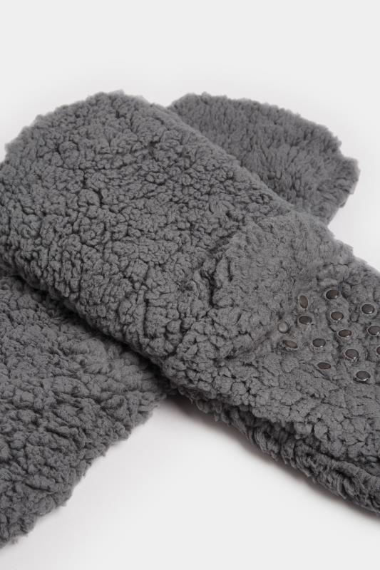 Charcoal Grey Fluffy Slipper Socks | Yours Clothing  6