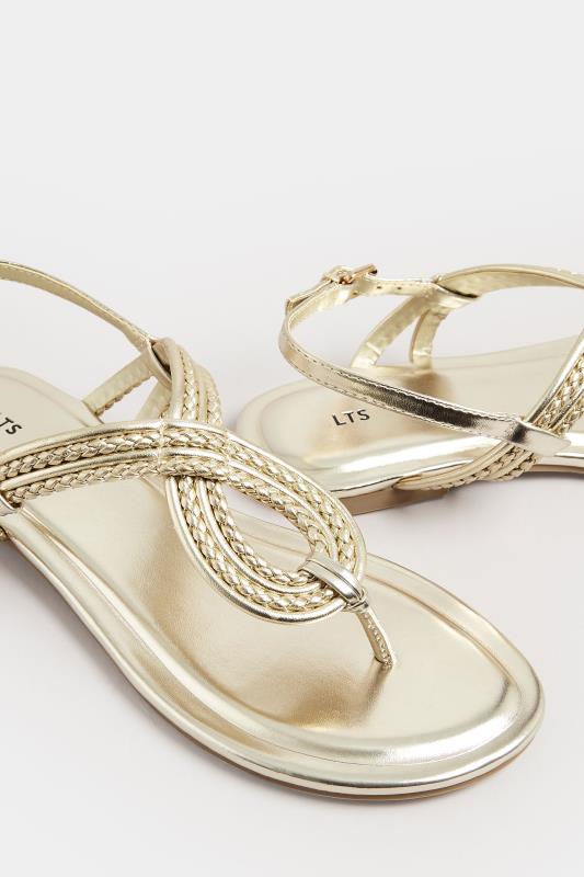 LTS Gold T-Bar Swirl Flat Sandals In Standard Fit | Long Tall Sally 5
