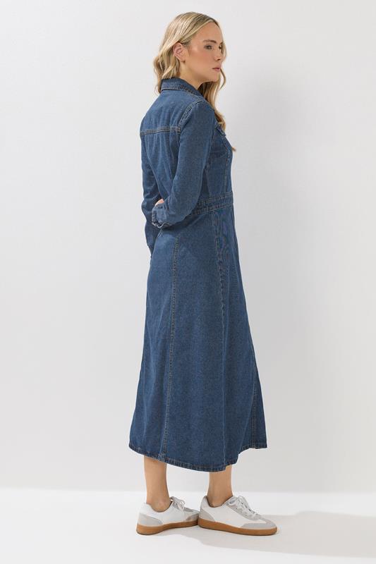 LTS Tall Blue Denim Button Through  Midi Dress | Long Tall Sally 3