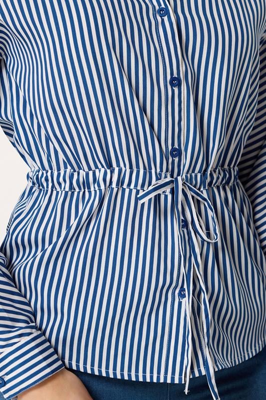 LTS Tall Women's Blue & White Stripe Tie Waist Shirt | Long Tall Sally 5