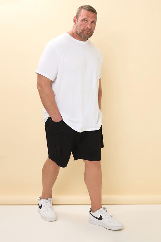 BadRhino Big & Tall Black Elasticated Cargo Denim Shorts | BadRhino 4