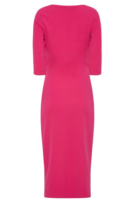 Tall Women's LTS Bright Pink Notch Neck Midi Dress | Long Tall Sally 7