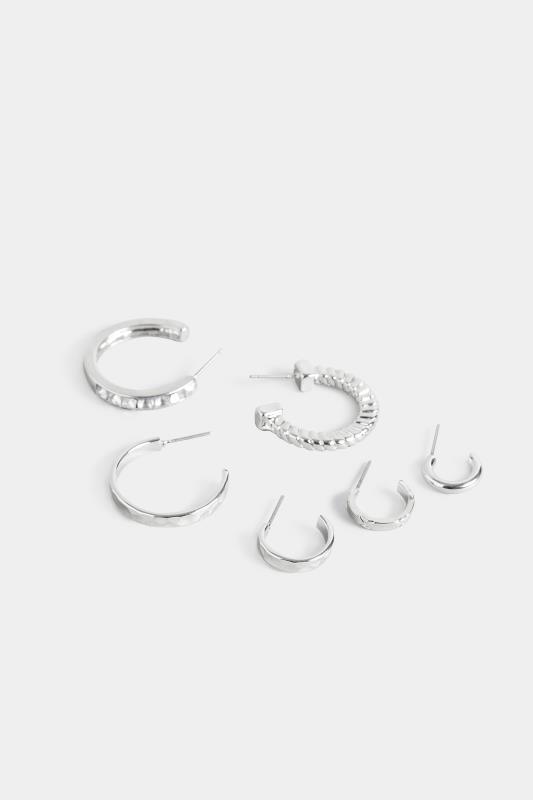 6 PACK Silver Tone Hoop Earrings | Yours Clothing 4