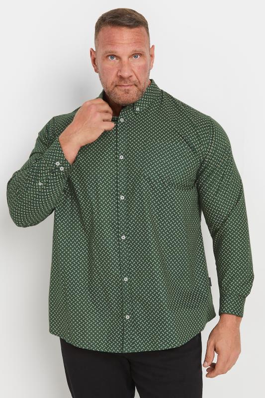 BadRhino Big & Tall Green Geometric Print Party Shirt | BadRhino 2