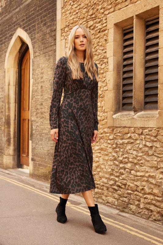LTS Tall Brown Leopard Print Tea Dress | Long Tall Sally  1