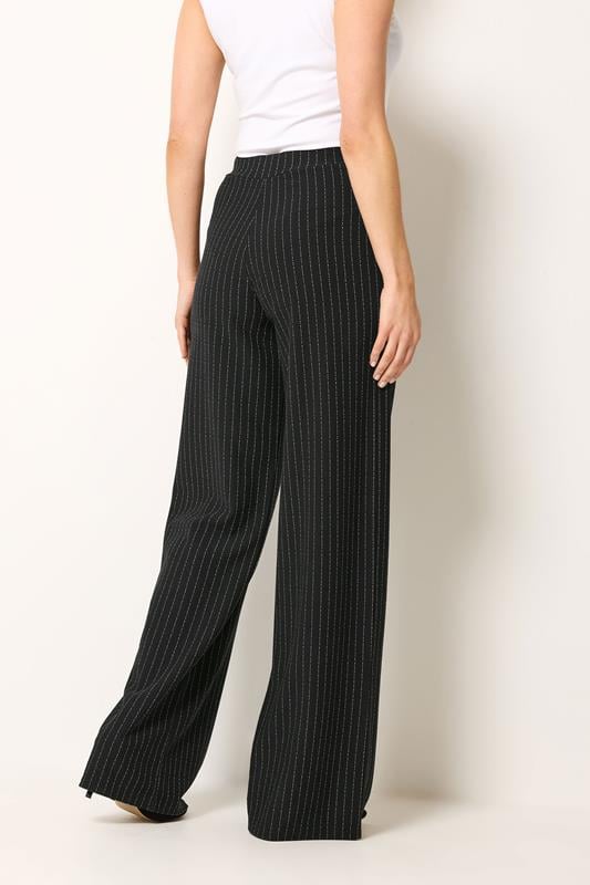 LTS Tall Women's Black & White Pinstripe Wide Leg Trousers | Long Tall Sally 4