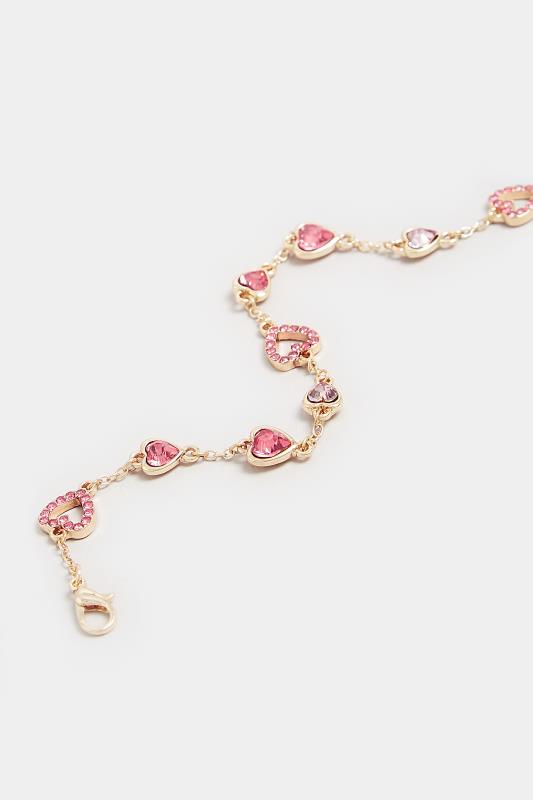 Gold Diamante Heart Bracelet | Yours Clothing  3