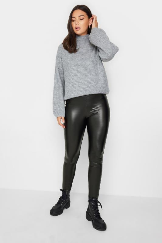 Tall Black Faux Leather High Waisted Leggings
