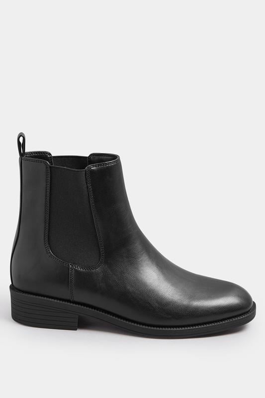 Black Faux Leather Chelsea Ankle Boots In Wide E Fit & Extra Wide EEE Fit | Yours Clothing 3
