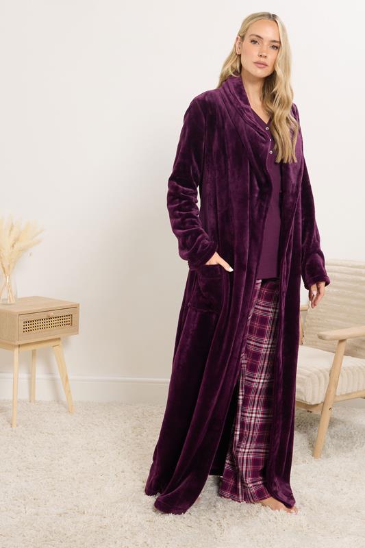 LTS Tall Burgundy Red Cotton Waffle Pyjama Top | Long Tall Sally 5