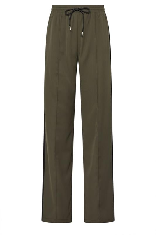 LTS Tall Women's Khaki Green Side Stripe Wide Leg Trousers | Long Tall Sally 1