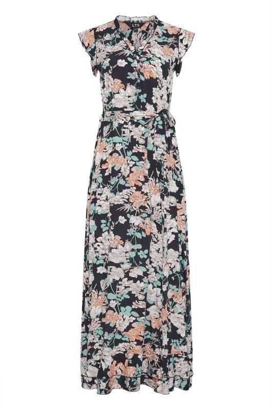 LTS Tall Women's Navy Blue Floral Frill Maxi Dress | Long Tall Sally 6