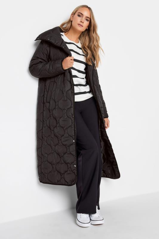 LTS Tall Black Funnel Neck Quilted Coat | Long Tall Sally 2