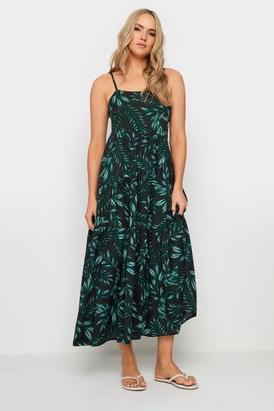 LTS Tall Dark Green Tropical Print Strappy Midaxi Dress | Long Tall Sally 1