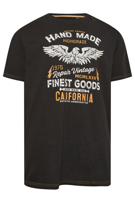 KAM Big & Tall Black California Print T-Shirt | BadRhino 2