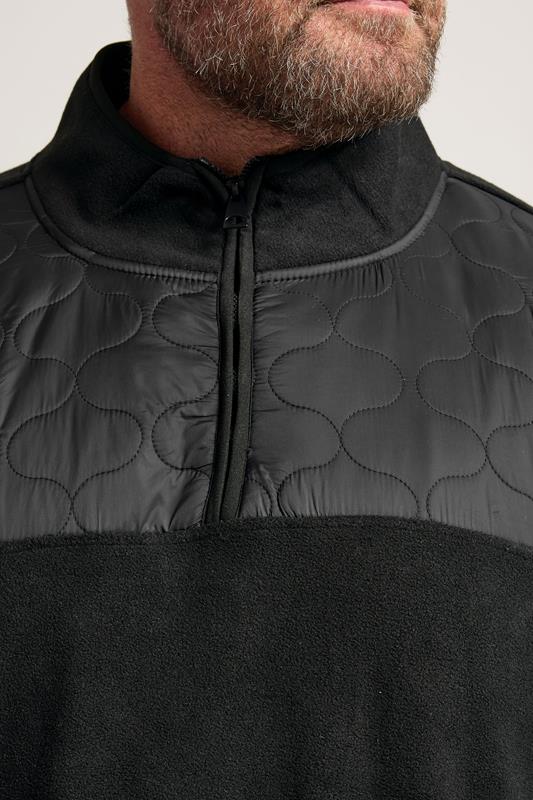BadRhino Big & Tall Black Quarter Zip Quilted Fleece Jacket | BadRhino 5