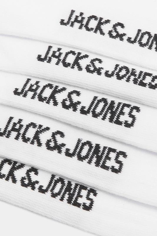 JACK & JONES Big & Tall 5 PACK White Logo Tennis Socks | BadRhino 3