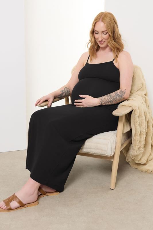 Tall  LTS Tall Maternity Black Bodycon Cami Maxi Dress